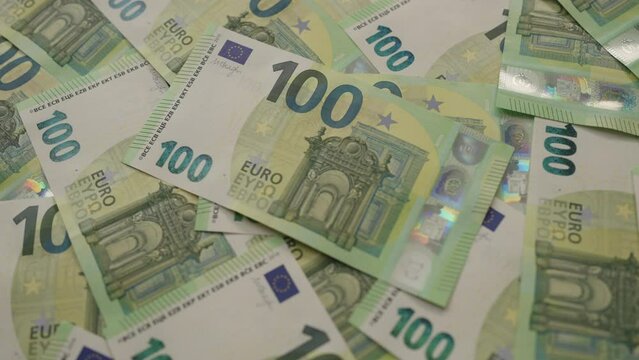 Euro currency background with 100 bills