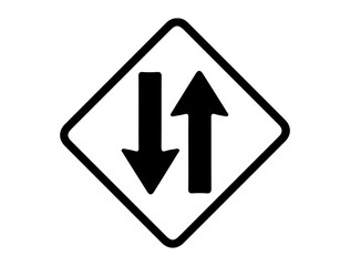 Two way road sign silhouette vector art