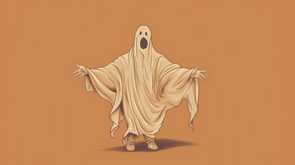 illustration of a ghost in tan tones