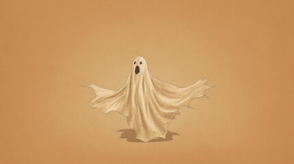 illustration of a ghost in beige tones