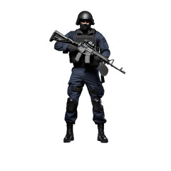 soldier with rifle on transparent background PNG image