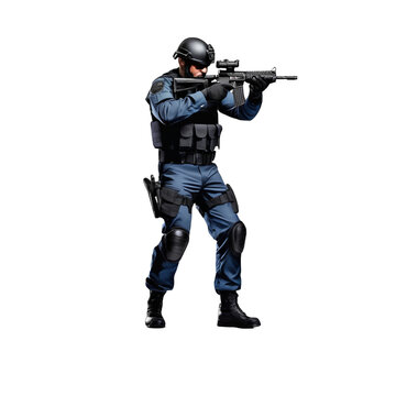 soldier with rifle on transparent background PNG image