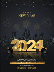 2024 Happy New Year Background for your Flyers and Greetings Card or new year themed party invitations