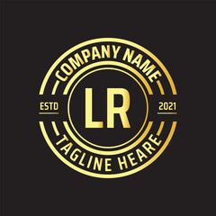 Professional simple Letter LR Circle Luxury Gold Color Vector Logo Template