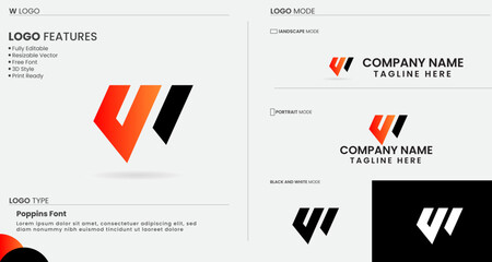W logo design. Colorful W logo. Business. Typography logo. Creative. Letter W. Lettering design. Modern. Font. Script. Finance. Company