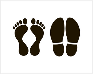 Foot print foot shoes icon isolated. Human footprint silhouette. Footcare Travel barefoot. Vector illustration EPS 10