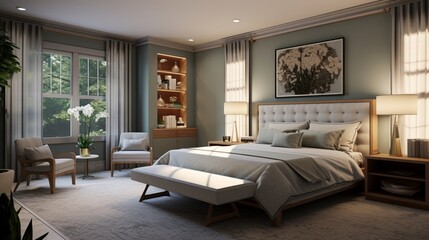 bedroom remodel with an emphasis on biometric security and privacy features, ensuring peace of mind