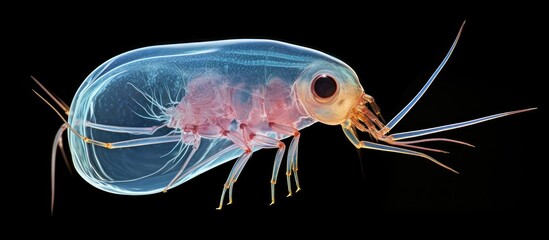 Obraz premium Microscopic image of Daphnia a type of zooplankton water flea With copyspace for text