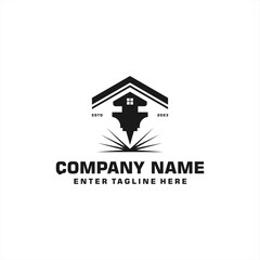 laser industrial house logo design, roof vector and laser cutting logo, logo design for laser cutting company