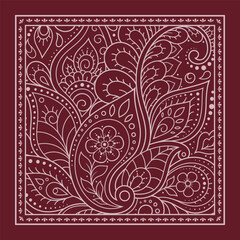 Fototapeta premium Color decorative panel with circular pattern in form of mandala with flower for decoration or print. Decorative ornament in ethnic oriental style. Red design.