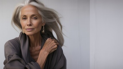Fototapeta premium Portrait of an old gray-haired woman.