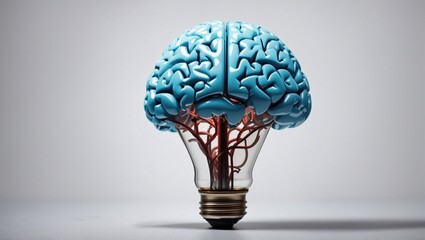 A bulb with brain with isolated background 