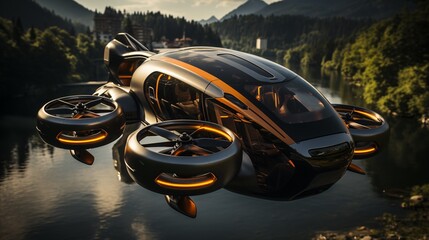 An EVTOL craft, a modern idea for aircraft with vertical takeoff and landing capabilities, is on the horizon.