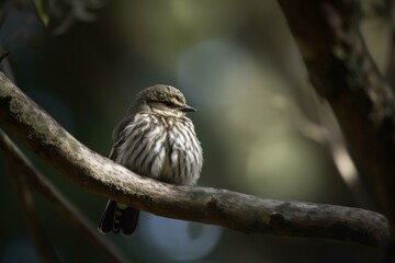 Small bird resting on tree limb. Generative AI