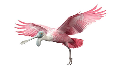 3D Cartoon of Roseate Spoonbill on transparent background