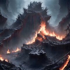 Infernal Abyss of Torment, A bottomless pit of searing flames and suffocating smoke. ai generative