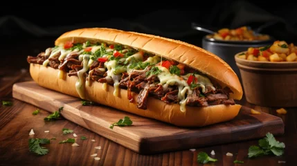 Foto op Canvas Philly Cheese Steak Sandwich On White Background. Сoncept Food Photography, Sandwiches, Philly Cheese Steak, White Background © Ян Заболотний