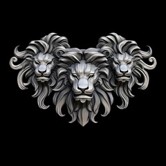 Elegant lions in silver. Perfect for fantasy, high fantasy, book covers, cards, invitations, games and more.	