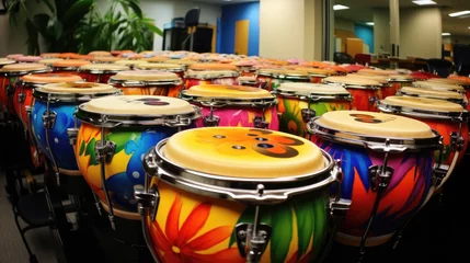 Tuinposter Samba Drums Setting The Rhythm. Сoncept Carnival Vibes, Energetic Beats, Brazilian Dance, Rhythmic Grooves © Ян Заболотний