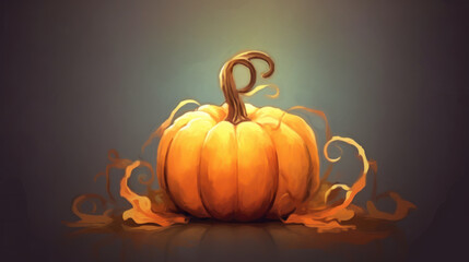 Illustration of a Halloween pumpkin in light brown tones.