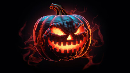 Illustration of a Halloween pumpkin in light red tones.