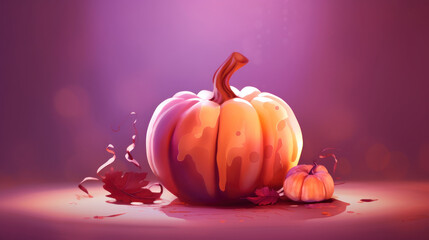Illustration of a Halloween pumpkin in light maroon tones.