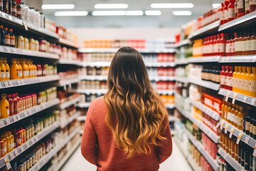 Fototapeta premium woman shopping in supermarket