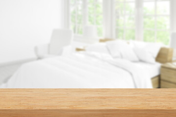 Schlafzimmer Tisch Holzbrett Ablage Produkt Präsentation Hintergrund 3D