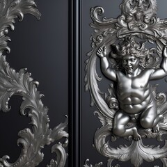 Fototapeta premium Ferocious demons in silver. Perfect for fantasy, high fantasy, book covers, cards, invitations, games and more. 