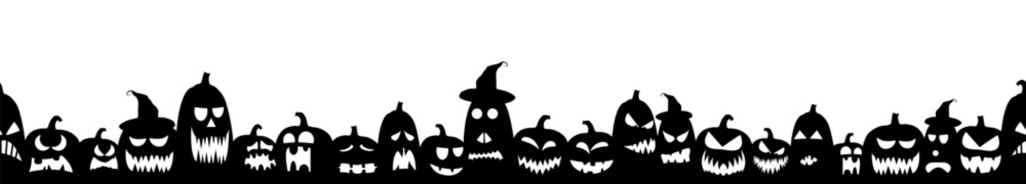 scarry seamless background with different pumpkins for halloween layouts