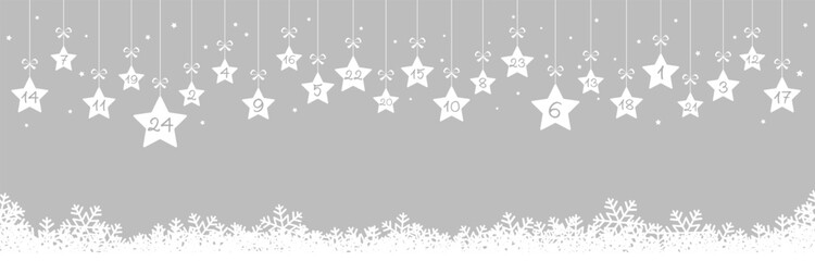 christmas advent calendar 1 to 24 on hanging stars - 661809415