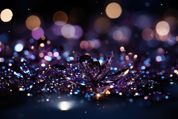 abstract background with bokeh defocused lights and stars. Purple Glitter Background for Christmas...