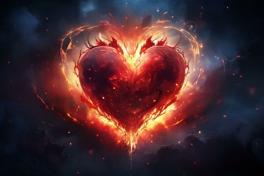 Artistic depiction of a heart symbol. Generative AI