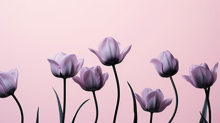 Pastel tulips on a pastel background, copy space 