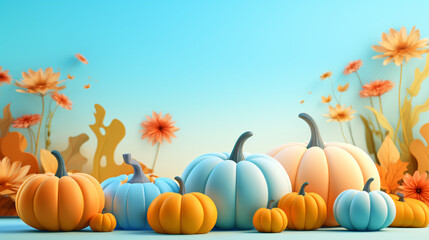 Thanksgiving pumpkins pastel background