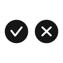 Checkmark / check, x or approve & deny line art icon for apps and websites. - obrazy, fototapety, plakaty