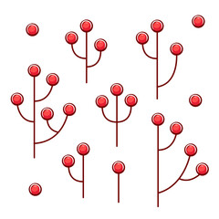 Vector Christmas pattern with viburnum berries in cartoon style. - obrazy, fototapety, plakaty