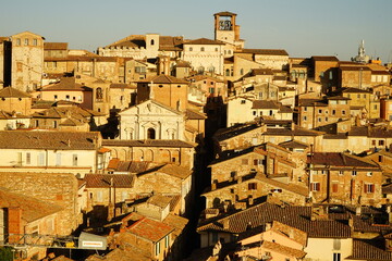 Perugia roof urbanscape at the sunset, Umbria, Italy - obrazy, fototapety, plakaty