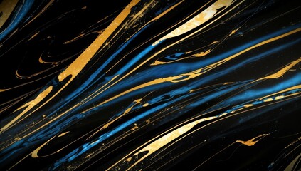 (4K) Abstract Oil Surface texture wallpaper/background, black, blue & Yellow, AI