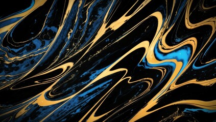 (4K) Abstract Oil Surface texture wallpaper/background, black, blue & Yellow, AI