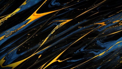 (4K) Abstract Oil Surface texture wallpaper/background, black, blue & Yellow, AI
