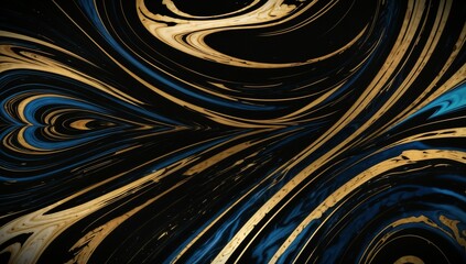 (4K) Abstract Oil Surface texture wallpaper/background, black, blue & Yellow, AI