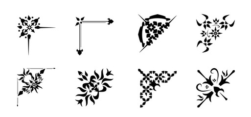 Ornamental design corners set vector