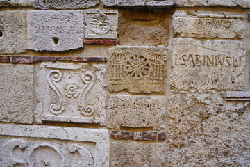 Ancient wall stones in Montepulciano, Tuscany, Italy