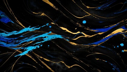 Obraz premium (4K) Abstract Oil Surface texture wallpaper/background, Black & Blue , AI