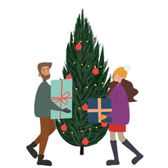 Husband and wife give gifts to each other