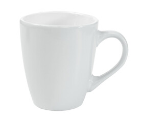 Ceramic coffee cup mockup. light grey white ceramic coffee mug with handle isolated on white background.