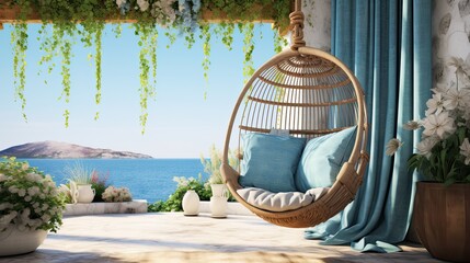 luxury lounge swing chair with beautiful sea view