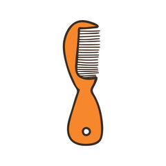 Baby hair brush colorful doodle illustration in vector isolated on white background. Hair comb outline colorful icon in vector. 
