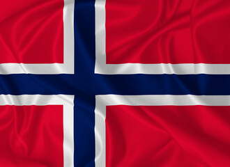 Norway Flag blowing in the wind on silk texture